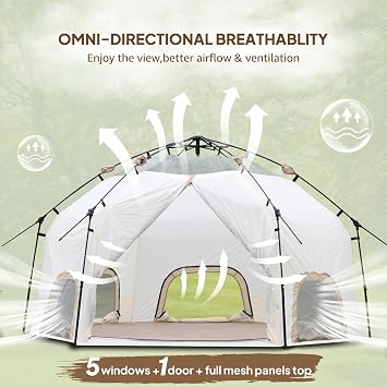 Chihee Camping Tents Pop-Up Stand-up Tent, Family Cabin Tent with Awning Porch 3-Person Outdoor Shelter with Screen Room Large Capacity, Waterproof and Windproof, Easy Setup,Traveling Hiking Picnic