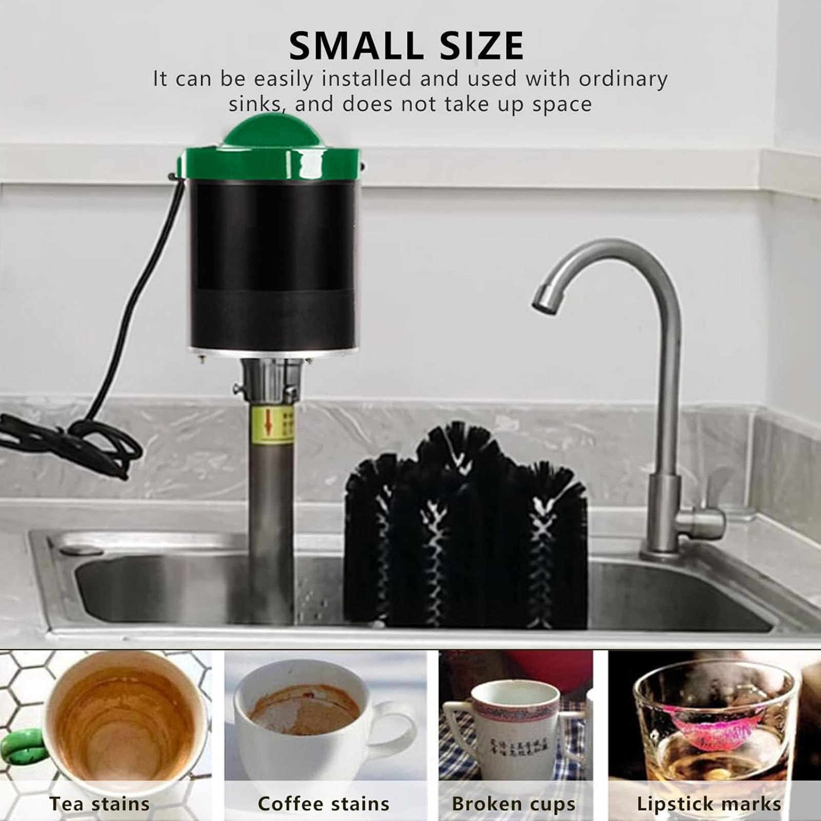 MObyat Lavavasos Eléctrico, Máquina Limpiadora De Copas De Vino con 5 Cabezales, 600 Tazas/h, Limpieza 360° Sin Ángulos Muertos, Diseño Silencioso E Impermeable, para Cafeterías, Restaurantes