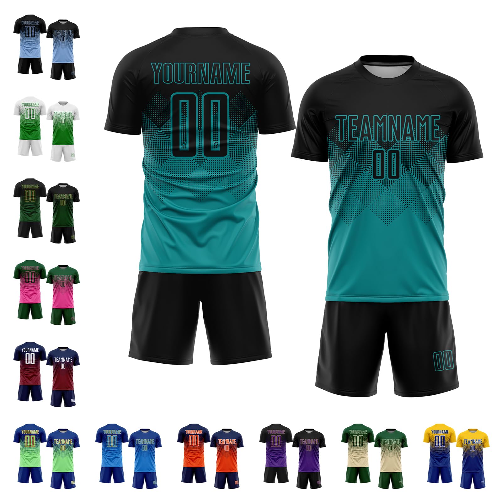 Custom Soccer Jersey Team Training Uniforms Short Sleeve Fade Sports T-Shirts Shorts Set Printed Text Logo Fans Gift