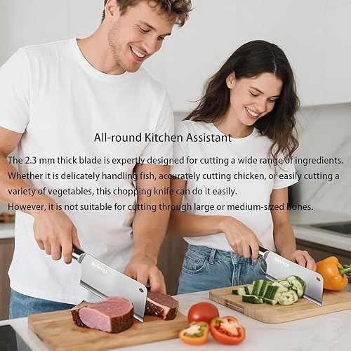 Miniatura 6 de Cuchillo de carnicero de 7 pulgadas, cuchilla para carne, cortador de huesos resistente, cuchillo de chef de cocina multiusos para cortar huesos,