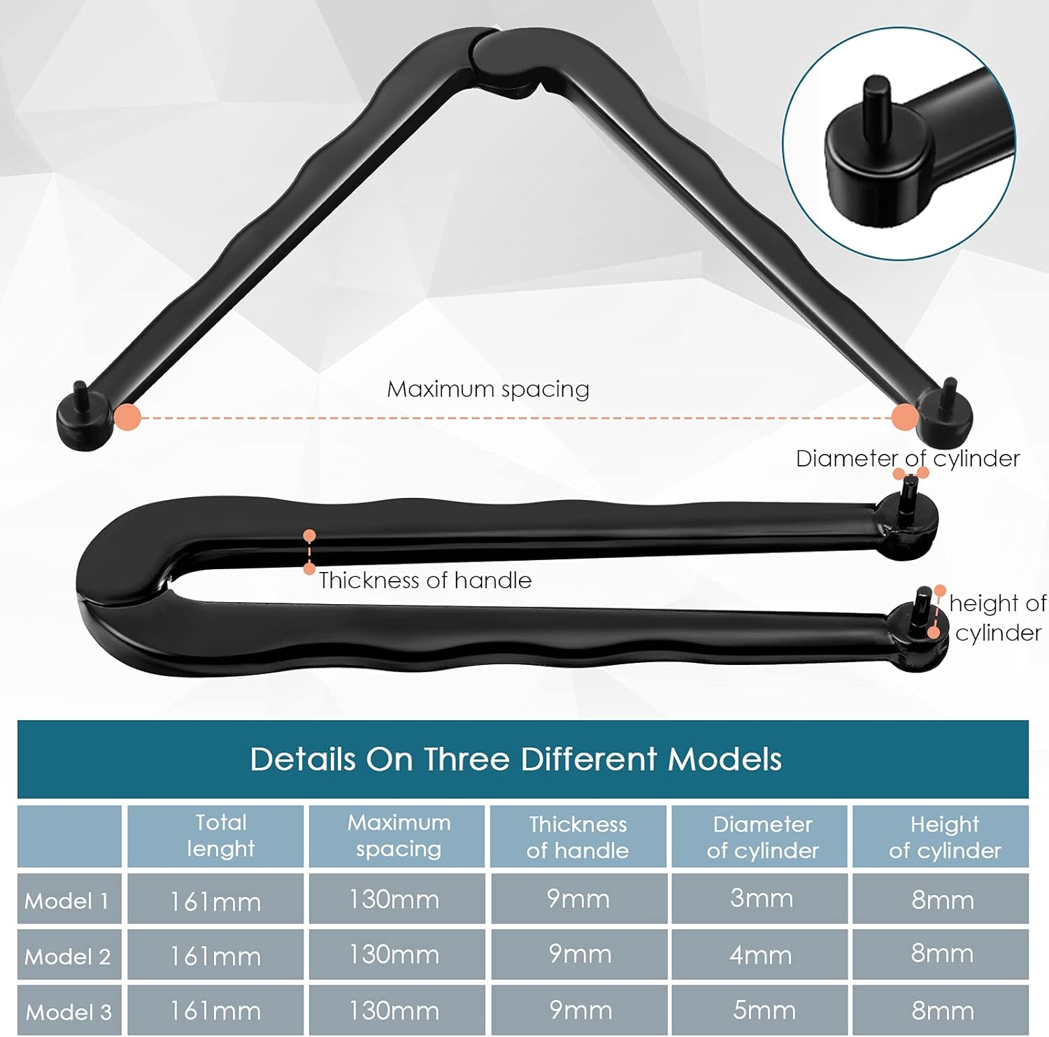 3 Pieces Steel Adjustable Face Spanner Wrench Pin Pliers Install/Removal Tool for Backing Pads on Angle Grinder for Cutting Pipes, Hoses, Cables, Wire and Round Nuts with Drilled Holes (3, 4, 5 mm)