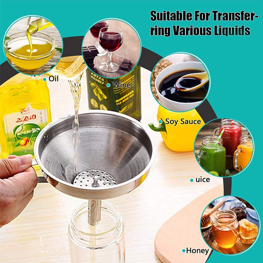 Entonnoir Inox Large Goulot – Set D'Entonnoirs Cuisine Avec Poignée, Idéal Pour Bocaux, Confiture, Farine, Liquides & Solides – Robuste Et Facile à Ranger