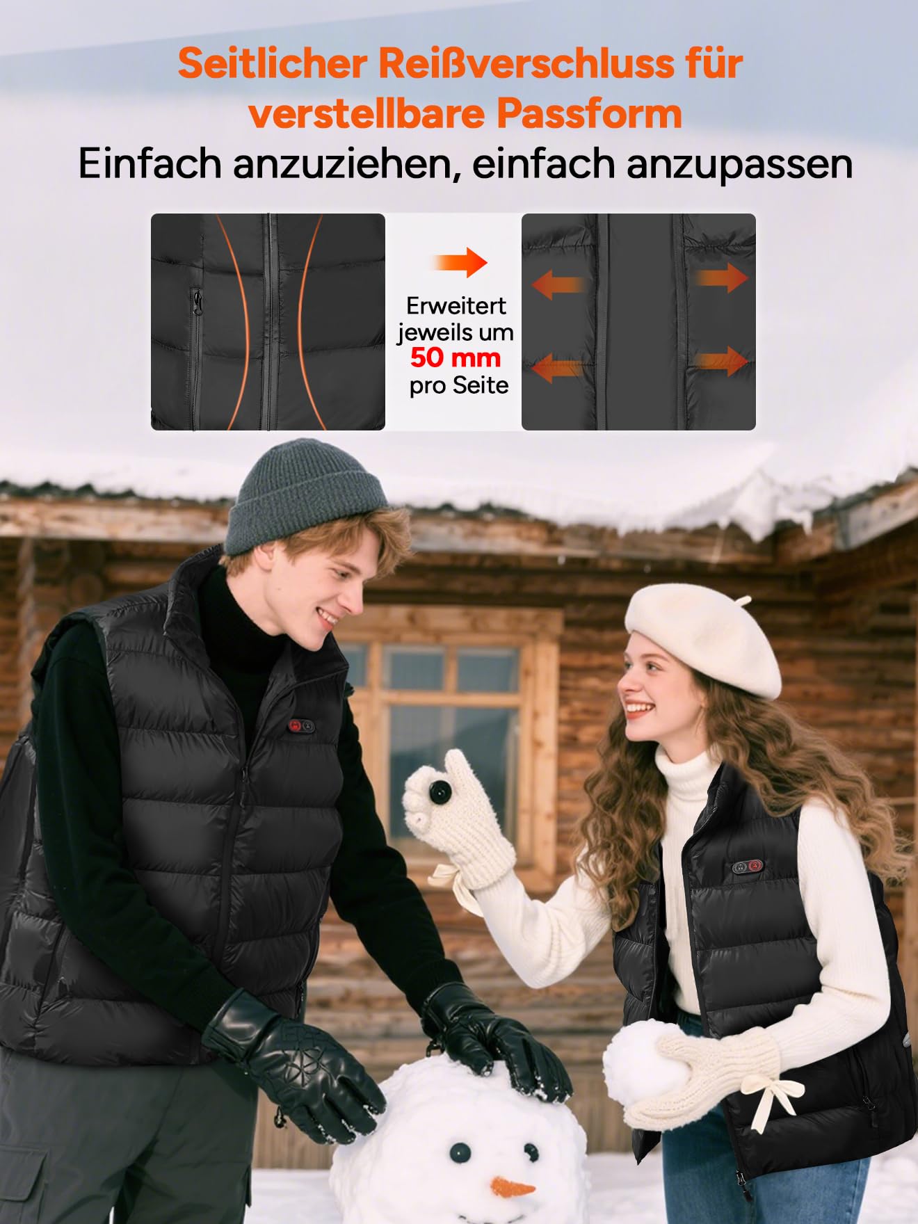DR.PREPARE Beheizbare Weste Herren Damen, Leichte Elektrische Heizweste mit 3 Heizstufen, 10 Heizzonen, Intelligente Knopfsteuerung, Einstellbar Wärmeweste für Outdoor-Aktivitäten Sport Freizeit