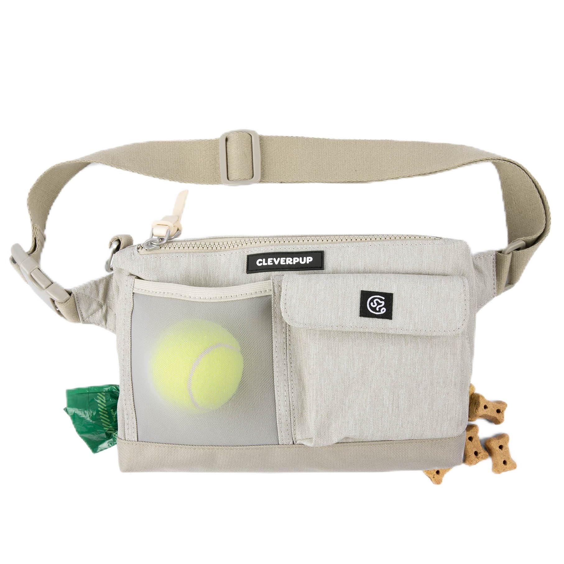 Cleverpup Walk & Train Dog Walking Bag - 2-in-1 Crossbody & Fanny Pack, Hands-Free Training with Treat Pouch, Poop Bag Holder & Phone Pocket -