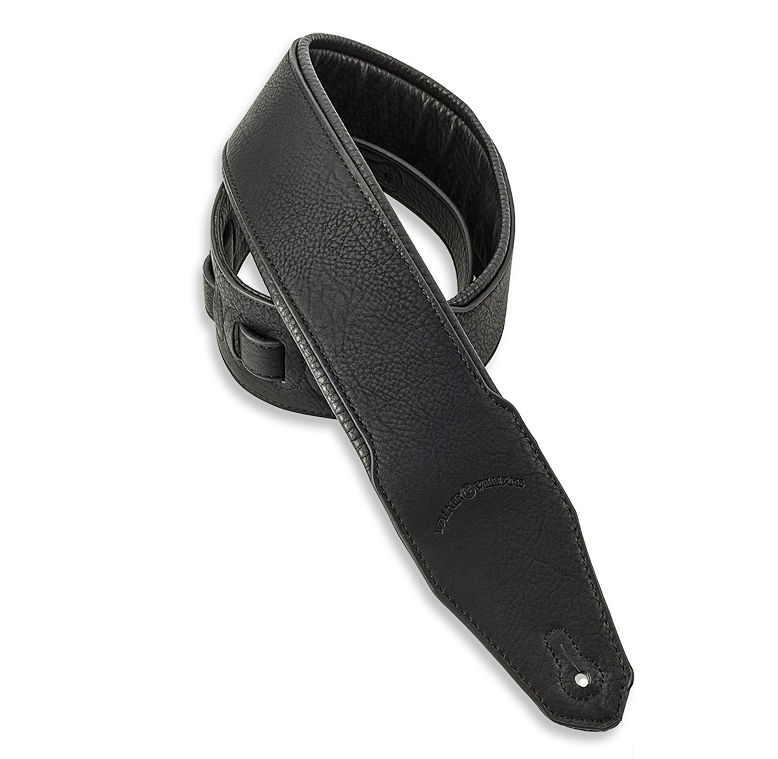 Walker & Williams G-15 negro piel natural textura Correa para guitarra con acolchado grueso