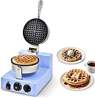 Vista 1 de Commercial Waffle Maker, 1200W Round Waffle Iron Machine with Timer & Temp Control, Nonstick Plates, Heat-Resistant Shockproof Non-Conductive