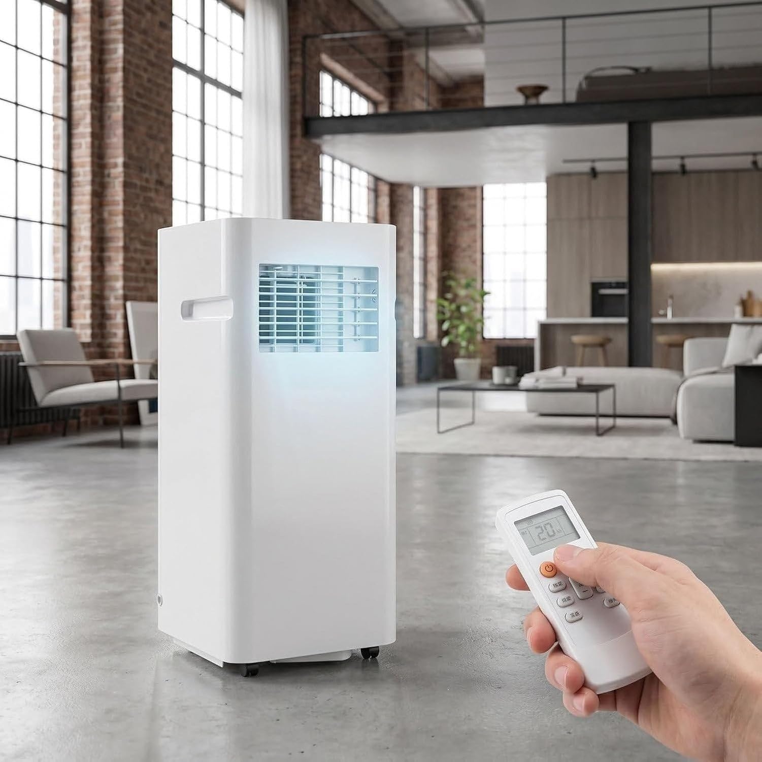 Aire Acondicionado Portátil 12000 BTU Sin Instalación Fija con Mando a Distancia Digital, Modo Sueño, 3 Velocidades de Ventilador, Kit de Ventana Fácil para Hab, Style 4, 7000 BTU