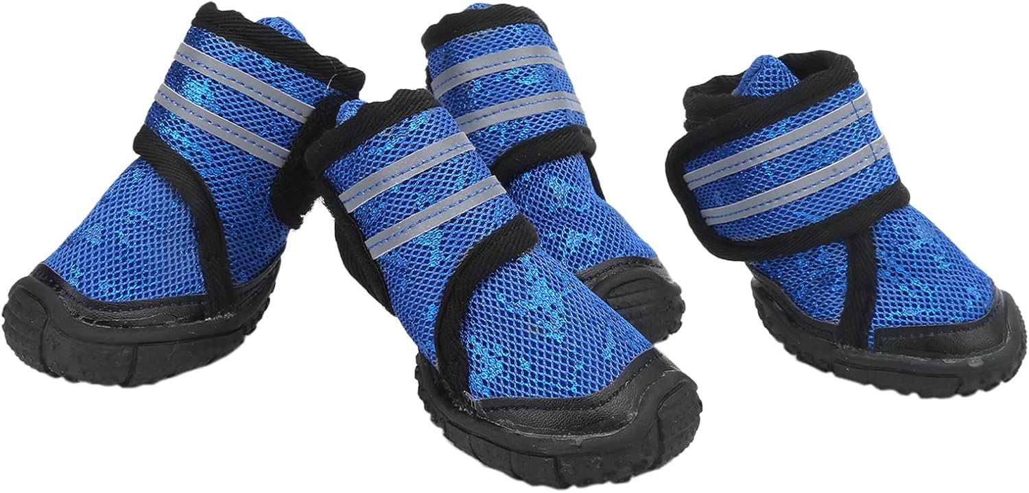 Pet Shoes Dog Boots Outdoor Dog Shoes Antislip Breathable Reflective Straps for Small Medium Large Dogs Rubber Mesh Material 4PCS (Size 90)