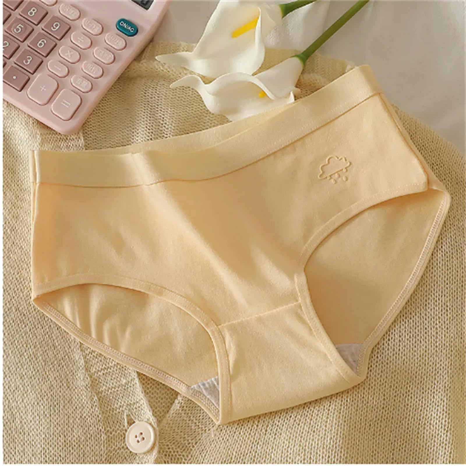 Mutande Donna Cotone 5 Pezzi Set Women Women Cotone Mutandine Sexy Brevi Bassi E Biancheria Bianche da Femmina Schema di Goccia Carina Intimata Lingerie-5 Colori Solidi-l