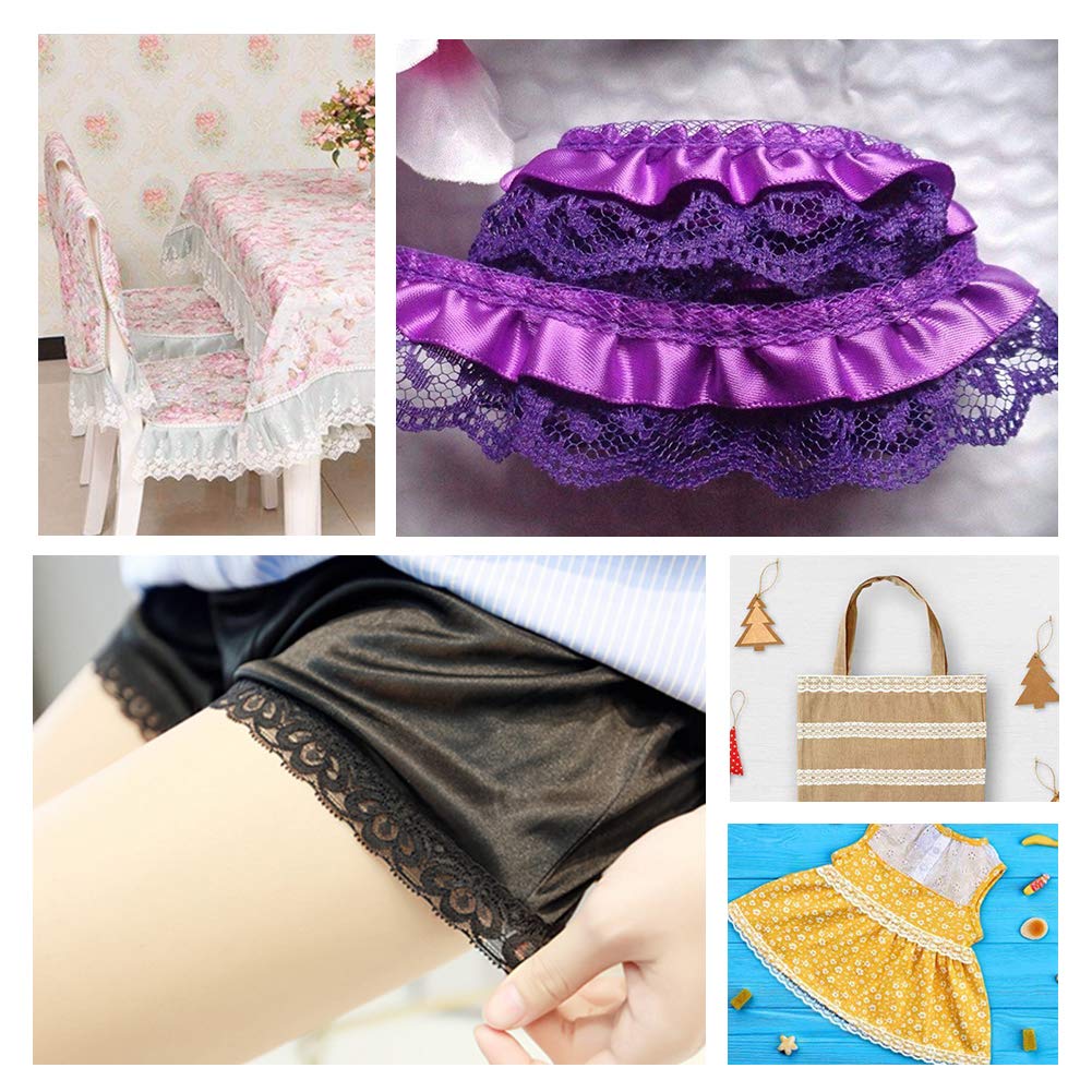 BENECREAT 20 Rolls 200 Yards Mixed Color 7/8" Wide Floral Pattern Fabric Lace Ribbon by The Roll for Wedding Decorating, Sewing, Hair Bow Making, Gift Wrapping