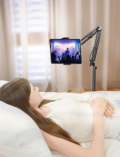 Miniatura 3 de Soporte de piso para tableta con base de metal pesado de 4.5 libras, soporte de ángulo de soporte para teléfono de cama superior, soporte universal