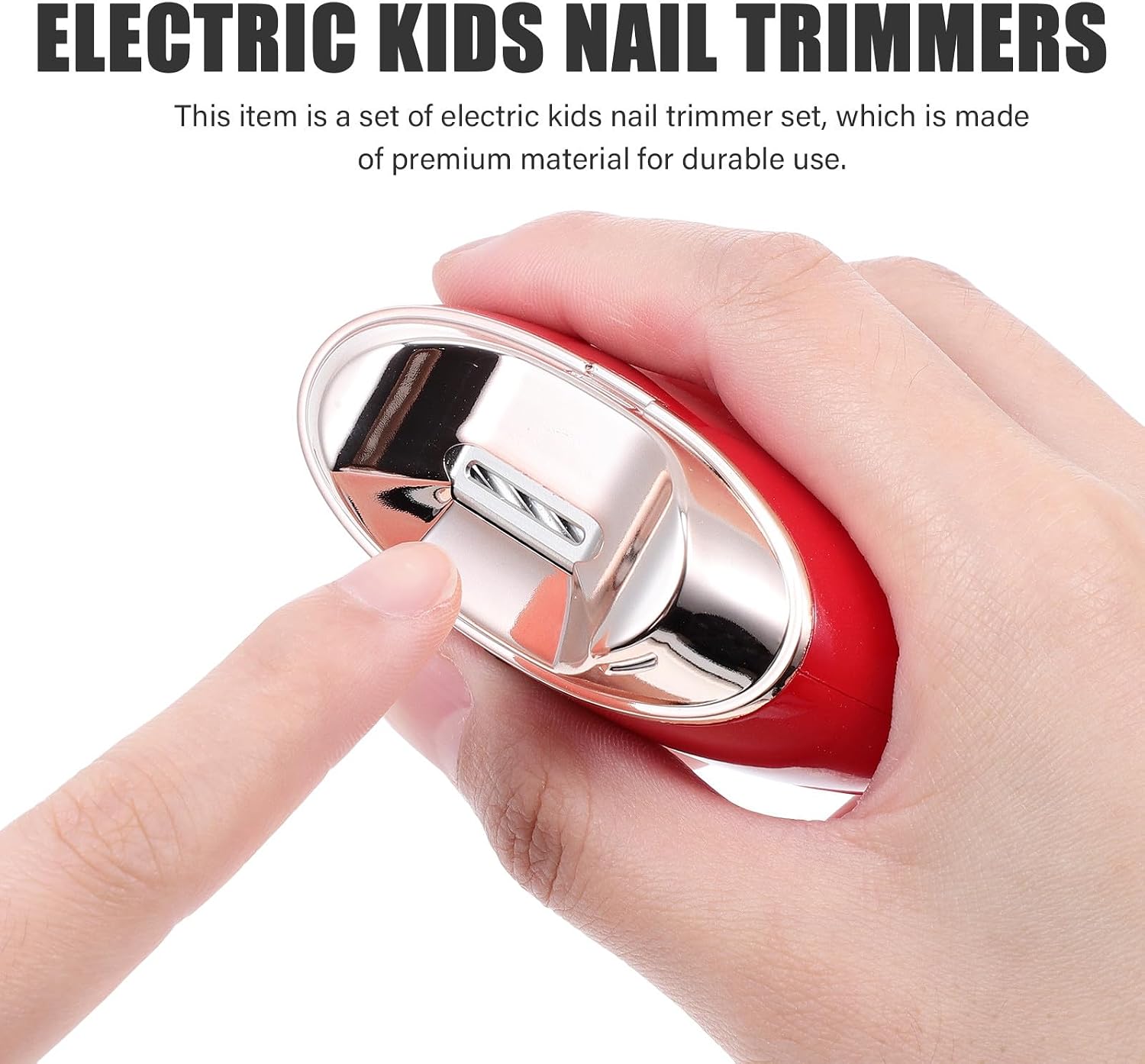 Electric Nail Trimmer Kit for Seniors Safe Automatic Nail Clipper with Splash Guard Red Cordless Manicure Set at Home
