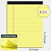 Vista 2 de Bloc de notas legales de 8.5 x 11 pulgadas, bloc de notas amarillas de 8.5 x 11.75 pulgadas de ancho, bloc de notas forradas para el hogar, escuela