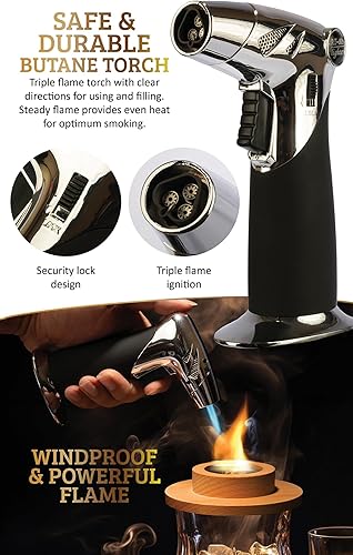 Miniatura 5 de Kit de ahumador de cóctel con antorcha y folleto de recetas, kit de ahumador de whisky y bourbon para bebidas, queso ahumado y carnes con 4 sabores