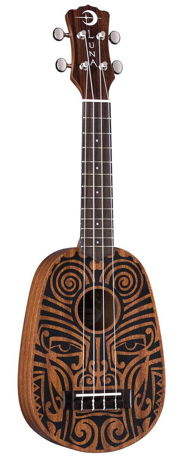 Luna Tribal Pineapple Ukulele Bundle with Gig Bag, Tuner, Austin Bazaar Instructional DVD, and Polishing Cloth - Image 2