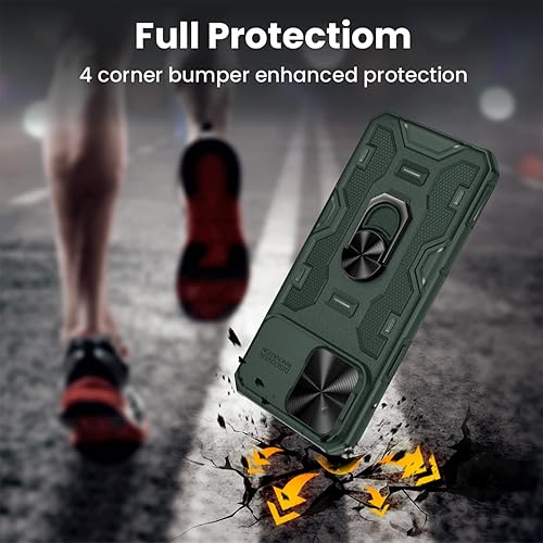 Miniatura 6 de VEGO Funda para iPhone 13 Pro Max, iPhone 12 Pro Max con cubierta de lente deslizante incorporada con soporte de anillo giratorio de 360, funda