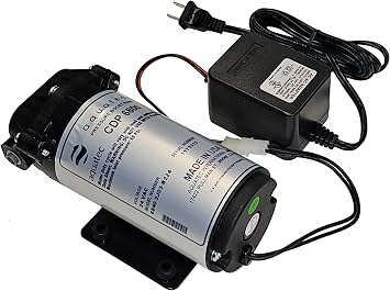 Aquatec 6840-2J03-B224 booster pump + Alton 1 Amp 24V AC transformer power supply adapter for up to 75 GPD small RO systems, not for tankless RO, not for misting nozzles