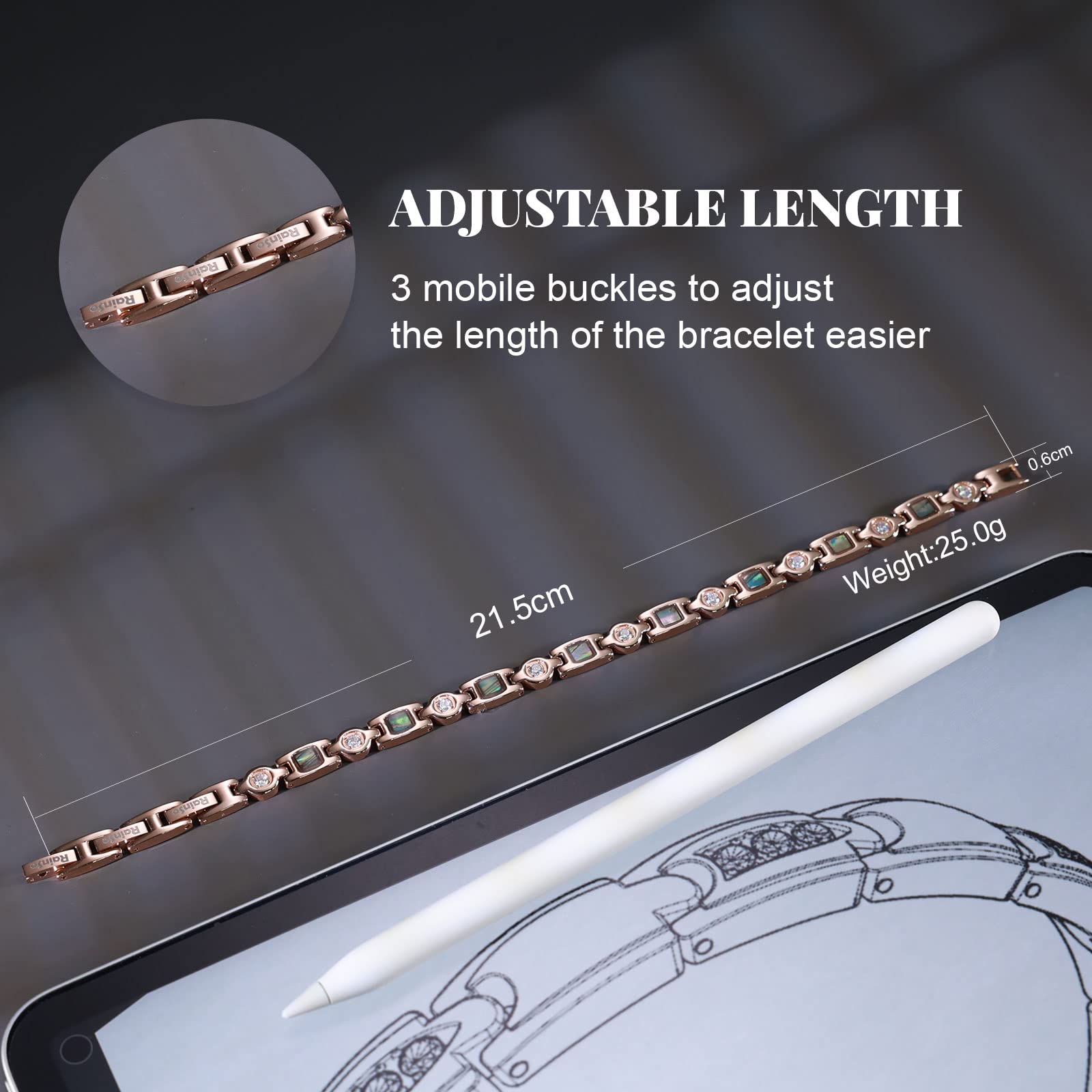 RainSo Ein Elegantes Magnettherapie-Armband für Damen im Walking-Stil lindert effektiv Gelenkschmerzen, das beste Geschenk für fürsorgliche Mütter (Golden)