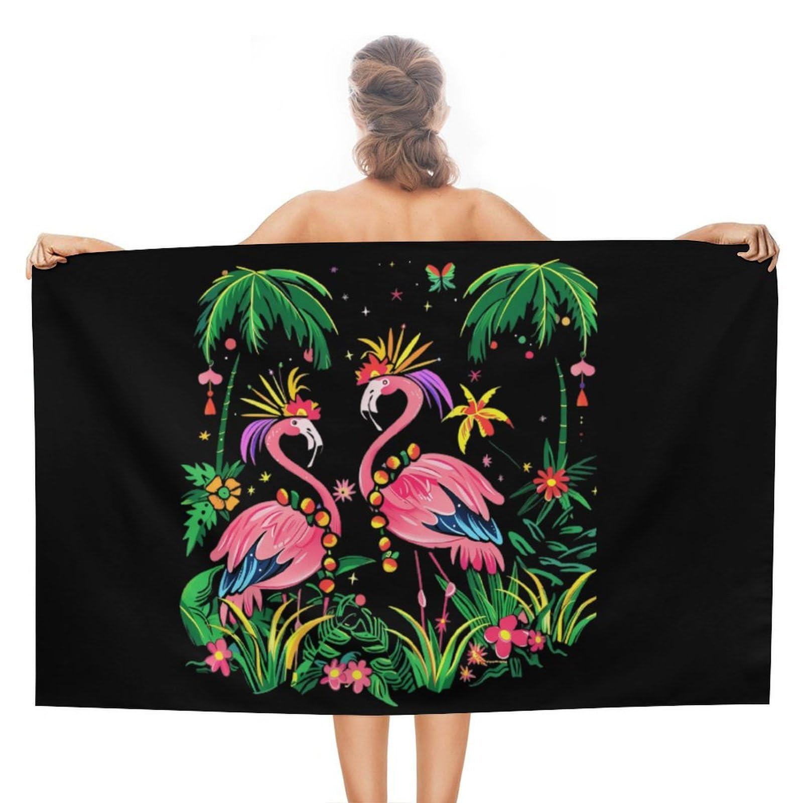 CGSBNGHA Flamingo Mardi And Gras Day Beach Towels Soft Bathroom Bath Pool Swim Towels for Women Men