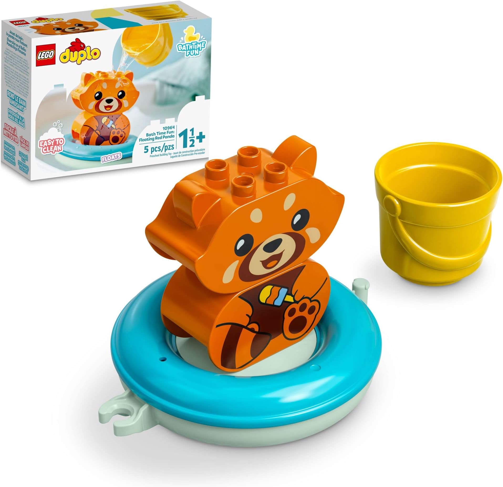 DUPLO Bath Time Fun: Floating Red Panda 10964 Bath Toy for Babies and Toddlers Ages 1.5 Plus Years Old, Baby Bathtub Water Toys, Easy to Clean