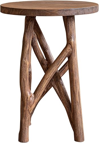 Miniatura 13 de East at Main Mesa auxiliar de madera rústica o soporte para plantas, formas redondas y rectangulares, múltiples acabados, muebles decorativos hechos