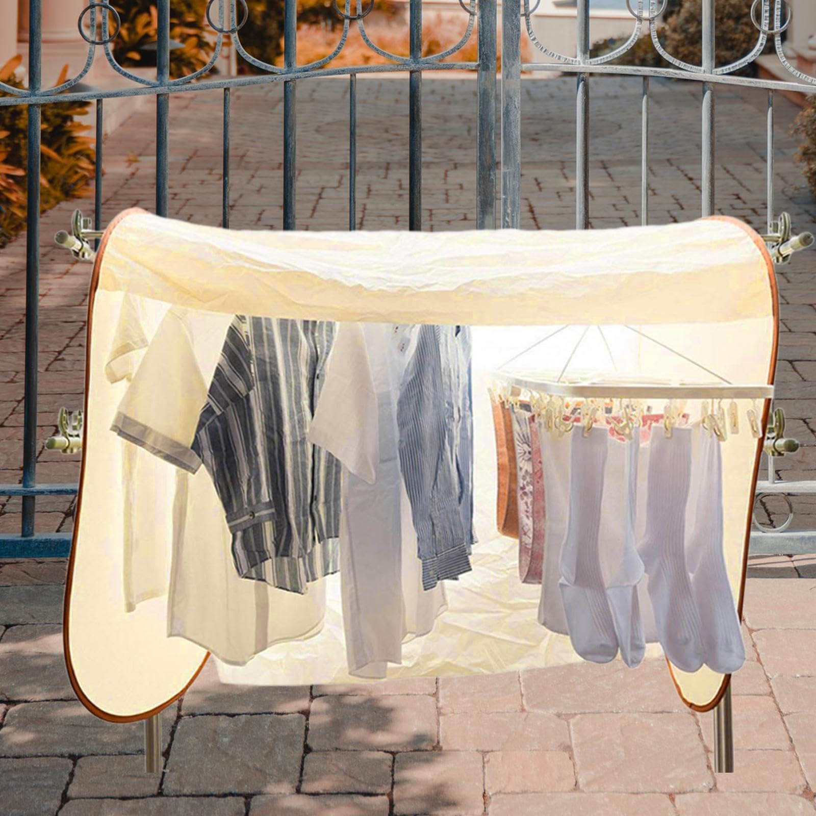 Amagogo Funda para Tendedero de Ropa con Cubierta Protectora Impermeable y Antipolvo Fácil de Instalar y Adecuada para Prendas como Trajes y, 1.6 Millones