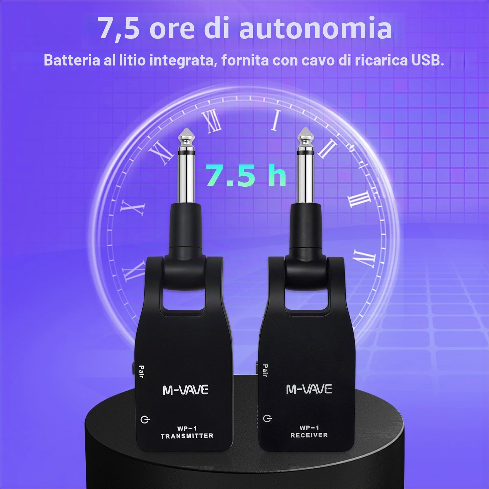 M-VAVE Sistema per chitarra wireless – Ricevitore trasmettitore per chitarra superiore con tecnologia wireless 2.4G, migliora le prestazioni musicali senza bisogno di cavi