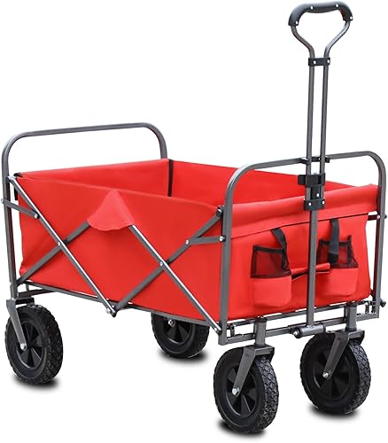 Aimnny Carrito de utilidad plegable carrito de camping plegable resistente al aire libre carrito de jardín portátil de gran capacidad con mango