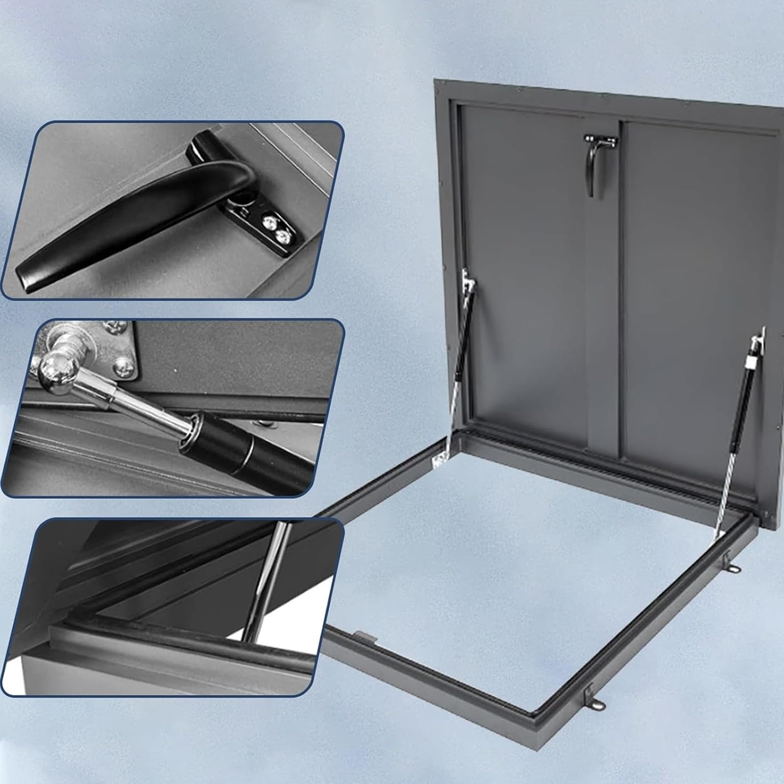Escotilla de Acceso Comercial para tejados - Placa de Cubierta galvanizada para claraboyas en áticos y sótanos - Puerta Exterior sellada para almacenes - Blanca LXW 65x80