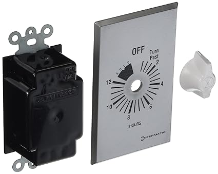 Intermatic FF12HHC 12-Hour Spring Loaded Wall Timer, Brushed Metal