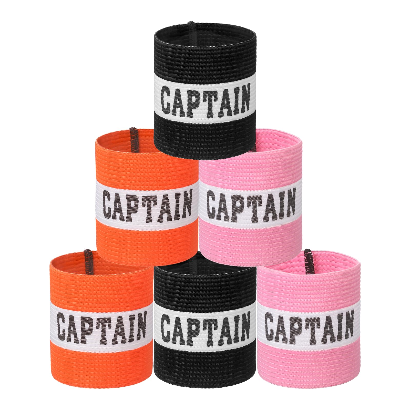 YELARXI Captain Armbands, Soccer Captain Armband Elastic Adjustable Leader Band Team Sport Bands, 6Pcs & Color Set 1 & 21cm - Fit for (Adult Youth Football/Basketball/Rugby Training)