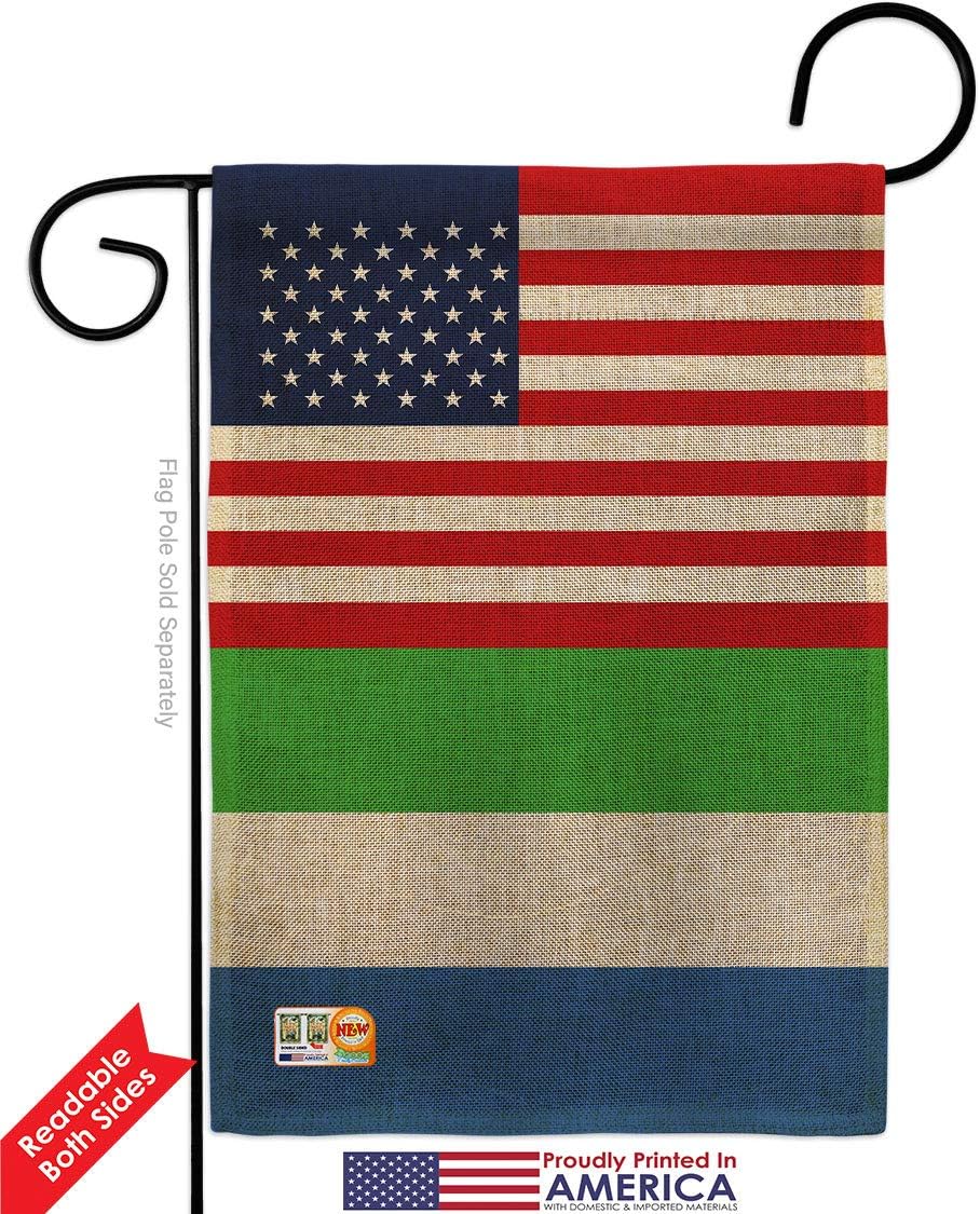 Sierra Leone US Friendship Burlap Burlap Garden Flag Regional USA American Alliance World Country Particular Area Small Decorative Gift Yard House Banner Double-Sided Made In 13 X 18.5
