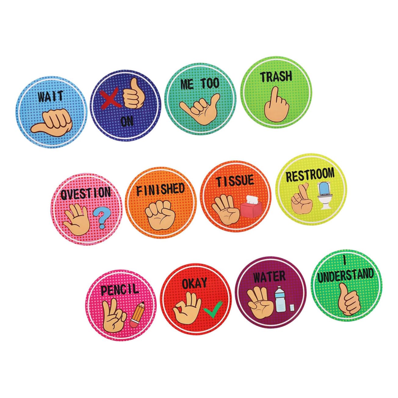FUNOMOCYA 1Set Classroom Hand Signal Posters for Visual Cues Nonverbal Communication Educational Decor for Kindergarten and Elementary School Classrooms