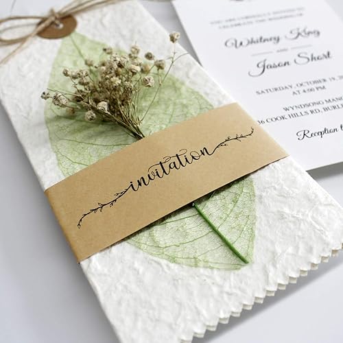Miniatura 2 de 25 invitaciones de boda vintage hechas a mano con flores secas reales con venas de hojas reales, regalos de boda únicos, tarjetas de invitación