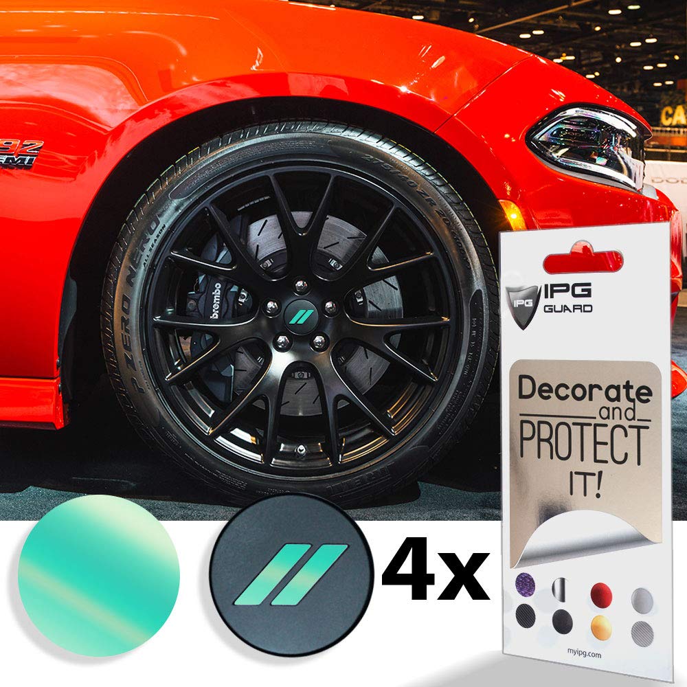 IPG Compatible for Dodge Charger Challenger Durango Wheel Center Cap Decal Sticker Wrap Kit Personalize Your Vehicle (Inner Logo, Blue Coral)