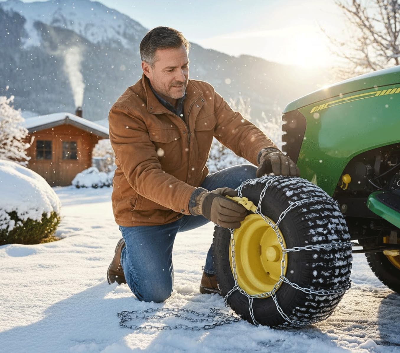 NEVADA Premium Schneeketten 18x8.50-8 - 2er-Set für Rasentraktor & Aufsitzmäher | Robuste Winterketten, Einfache Montage, Extra Grip für Schnee und Eis 18 x 8,50-8 18 Zoll