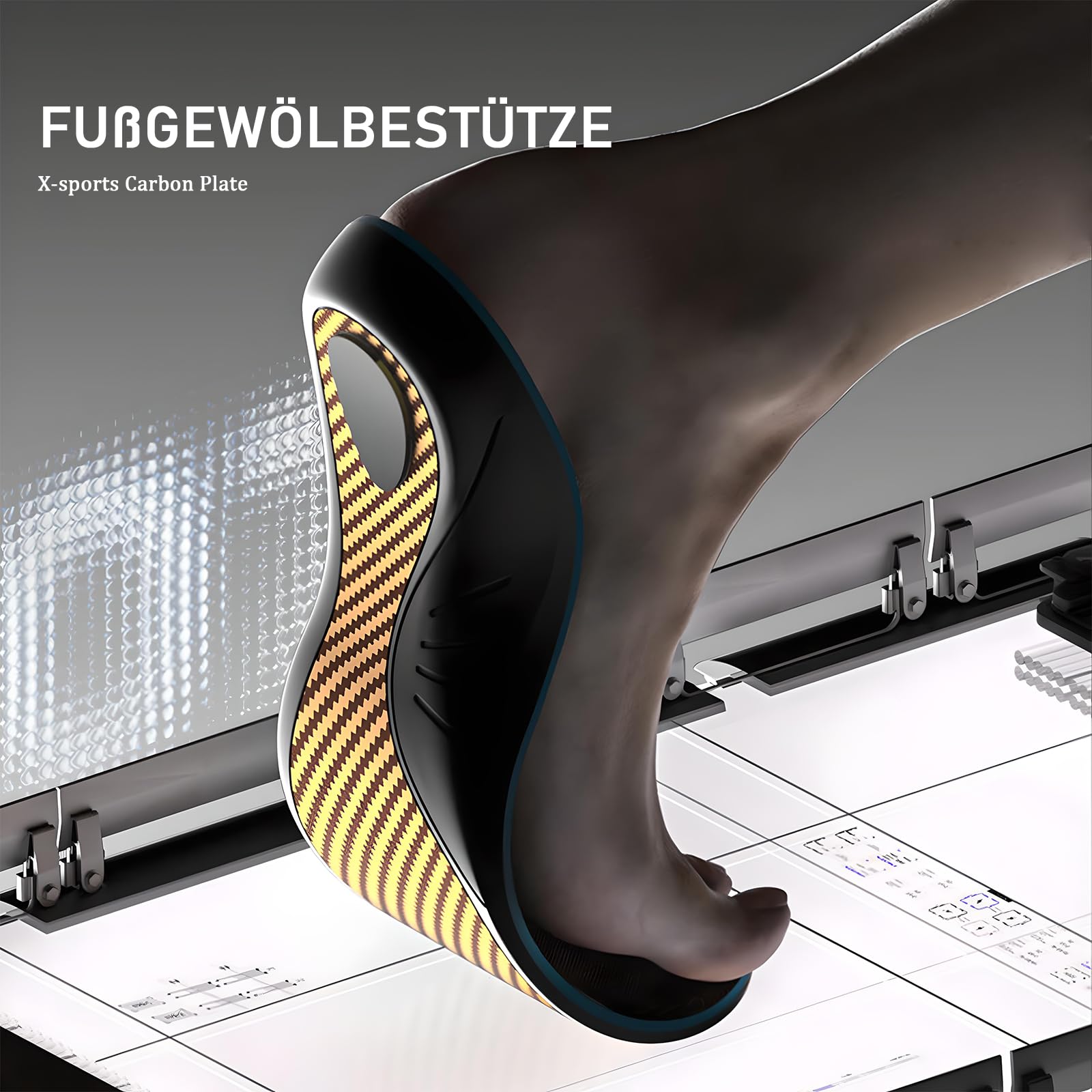Solette Sportive in Fibra di Carbonio con Supporto Arco Plantare | per Calzature da Corsa/Basket/Calcio | Ammortizzazione Intensa & Stabilità Elevata | Ritorno Energetico | EU 45-46