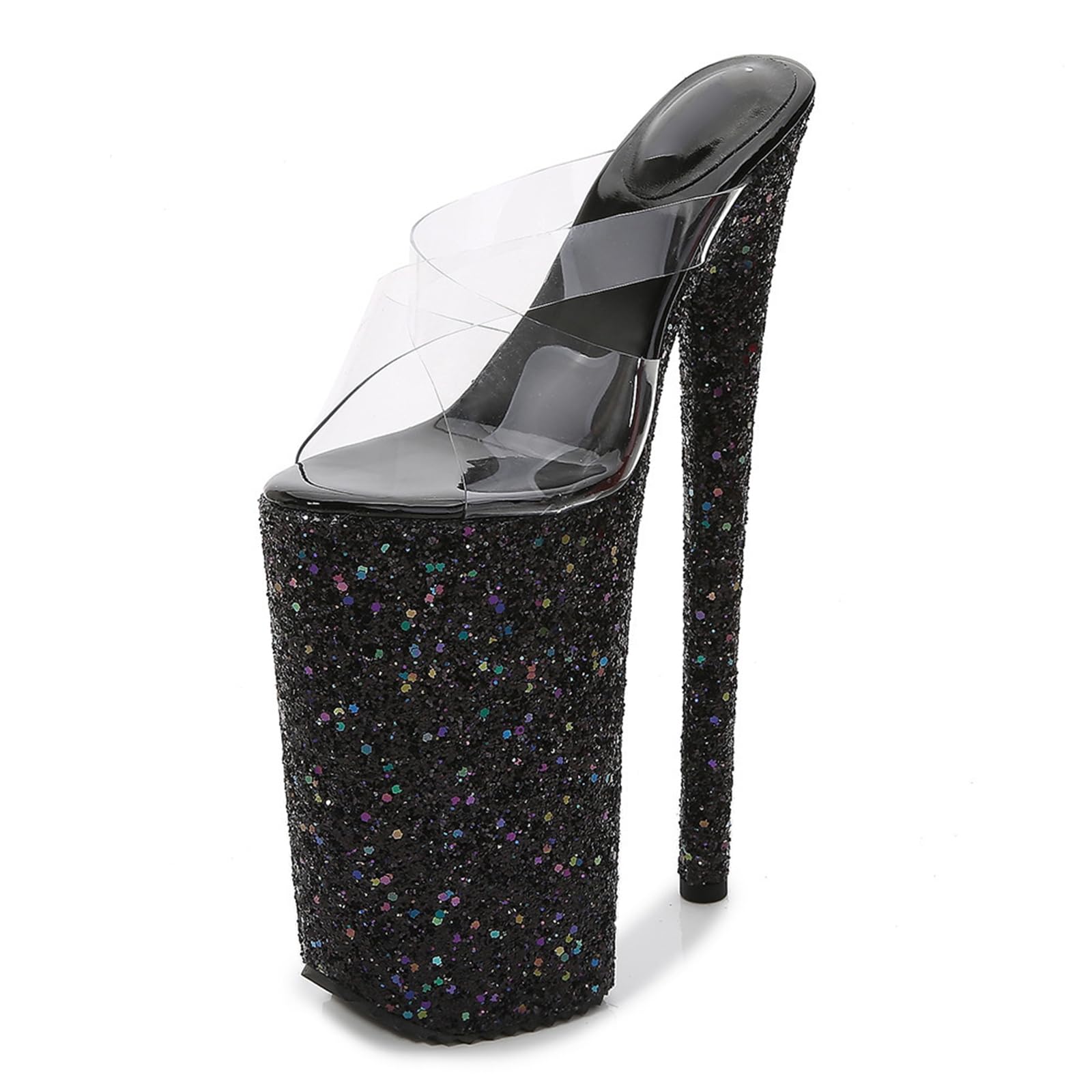 Sandali Mule Donna Sexy Trasparenti con Tacco Alto a più Piattaforme 10,2 in per Abito, Prom, Festa
