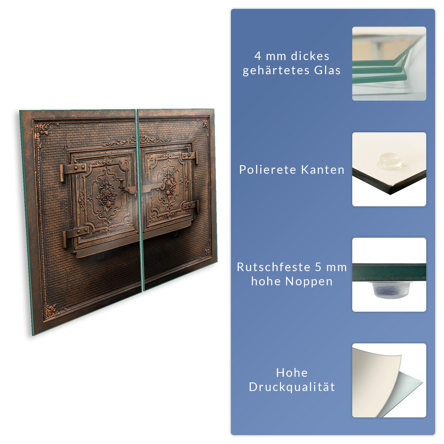 Herdabdeckplatte Abdeckung Ceranfeld Abdeckplatte Schneidebrett 2-Teilig 80x52 Textur Braun Spritzschutz Glasplatte Ceranfeldabdeckung Schutz Herdschutz Sicherheitsglas Glasschneidebrett 2x40x52