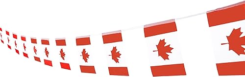 Bandera de Canadá, bandera canadiense, 100 pies/76 unidades de banderines nacionales del mundo del país, suministros de decoración de fiesta para,