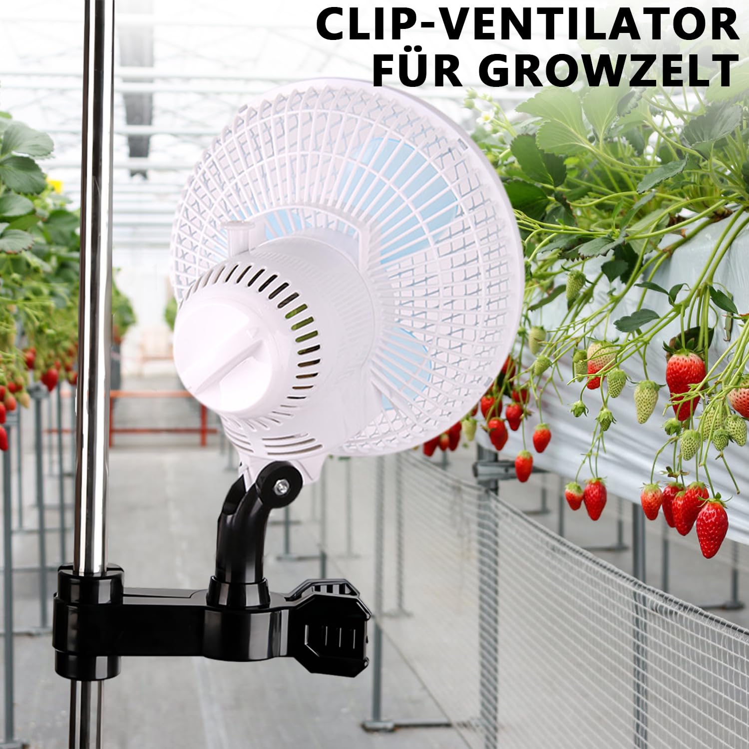 Ventilador con clip de 150 cm para montaje en poste de 1,6 a 2,7 cm, ventiladores de crecimiento oscilantes con cable de 3 m, 39 dB silencioso