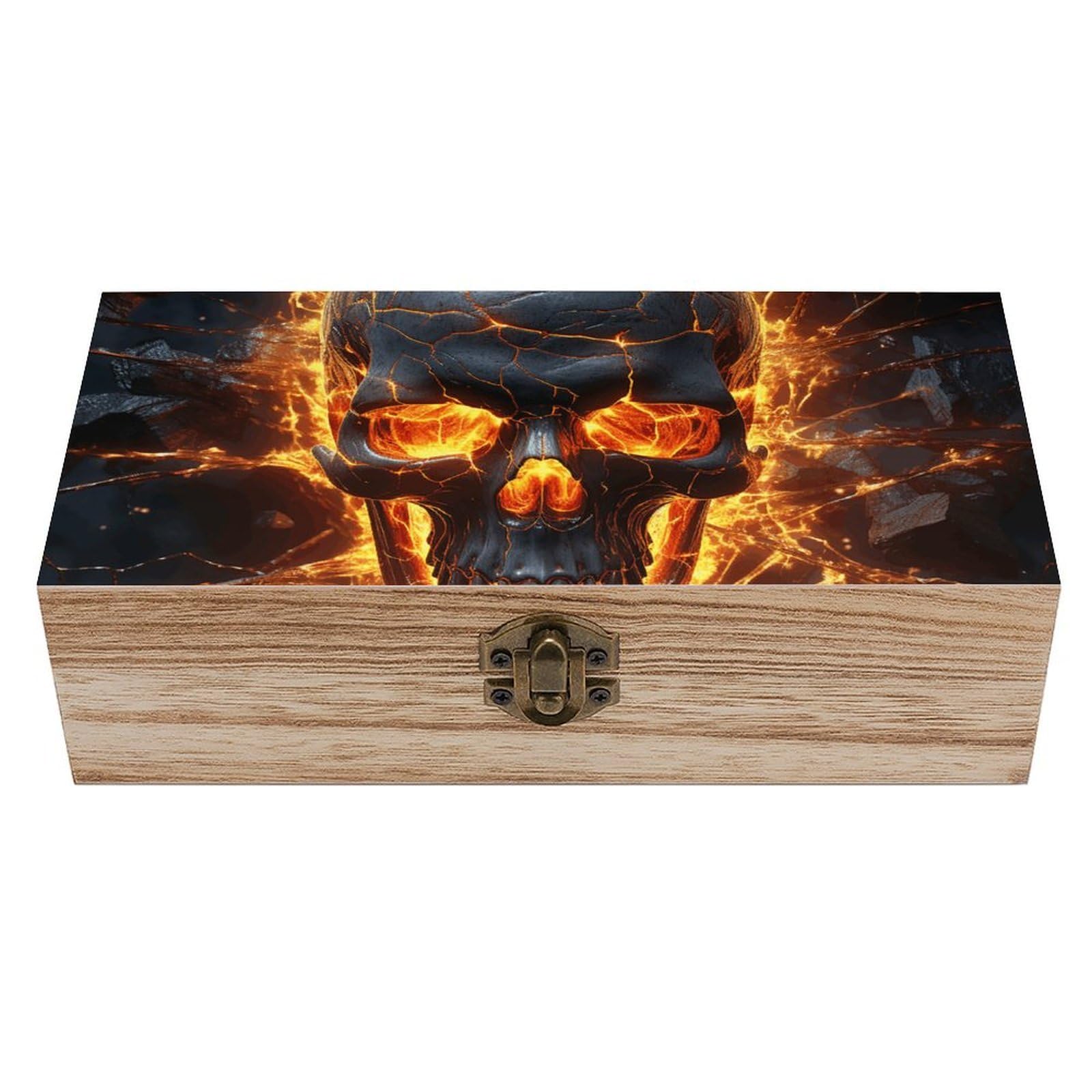 DWVTSLH Shattering of Skull Wooden Storage Box Locked Wood Gift Box Decorative Keepsake Boxes Storage Bins, Memory Boxes for Pictures, Jewelry Organizer Unique Gift Ideas for Men Women