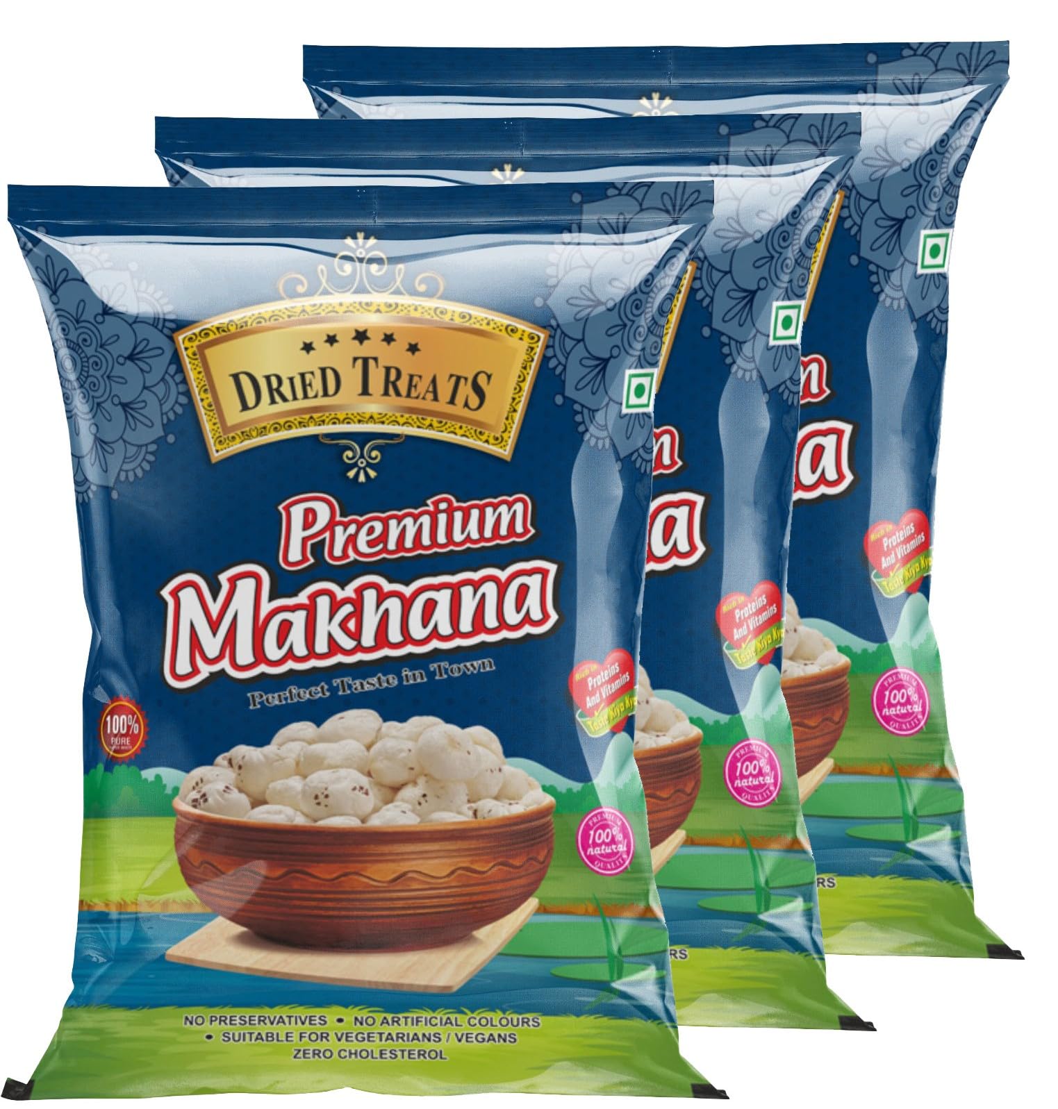 Dried Treats Dried Fruits Nuts And Seeds (Makhana Kali Mirch, 750g (3x250g))-image-3