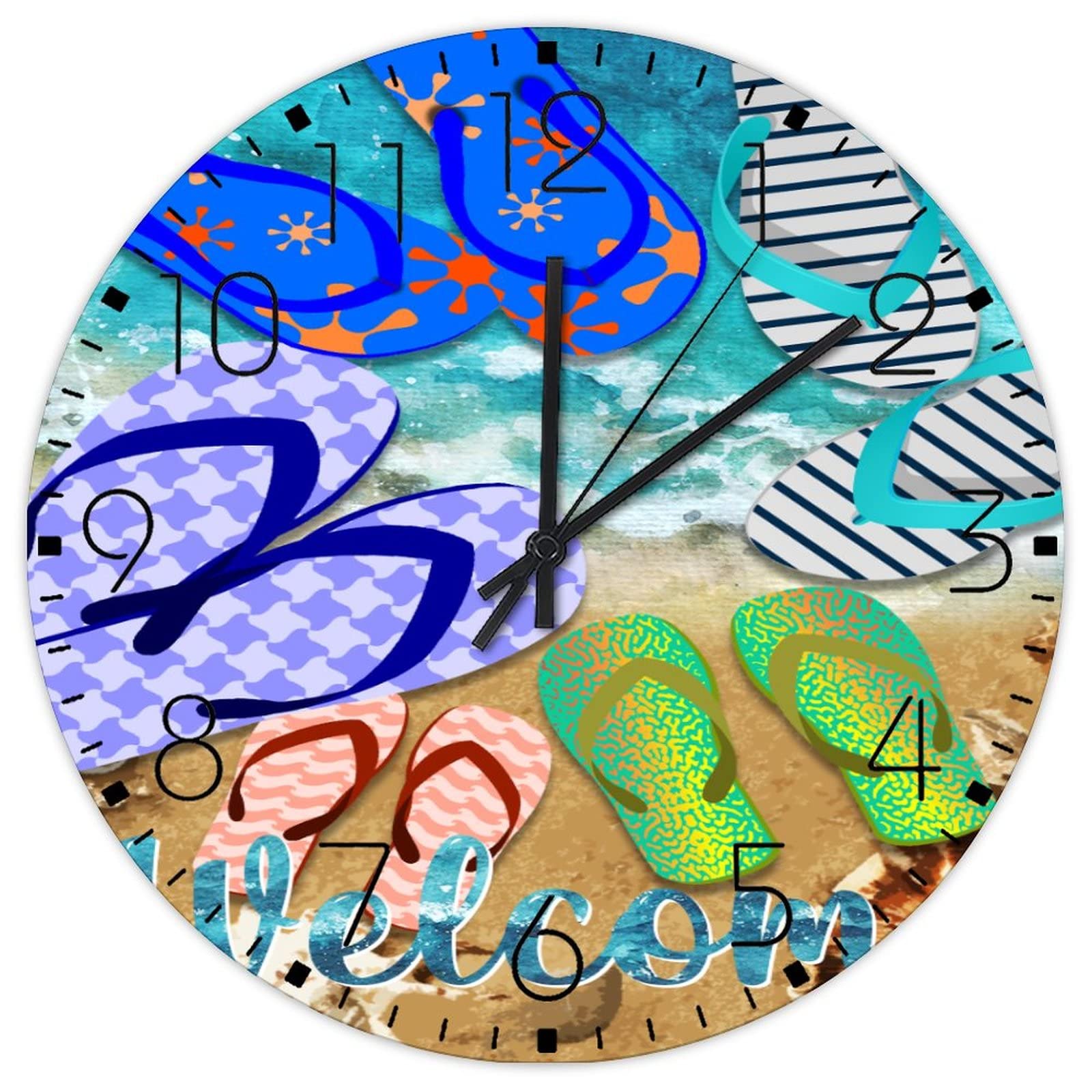 Horloge murale en bois 38 cm nautique et silencieuse pour décoration de maison