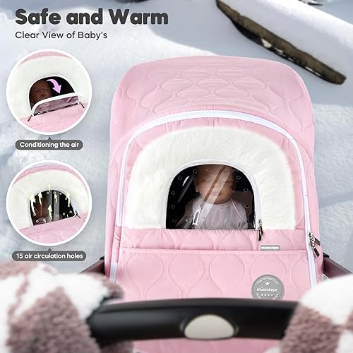 Miniatura 6 de Funda de asiento de automóvil para bebé, impermeable, resistente al viento, forro polar cálido transpirable con cremallera completa para asiento de