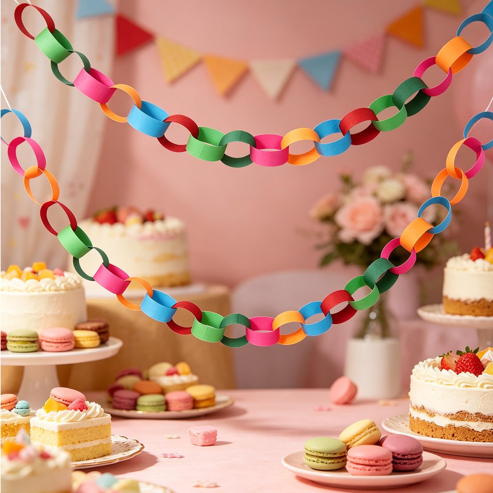 Healeved 300 Stück Bunte Papiergirlande aus Karton für Partydekoration und Klassenzimmer Farbige Papierketten für Kreative Dekorationen