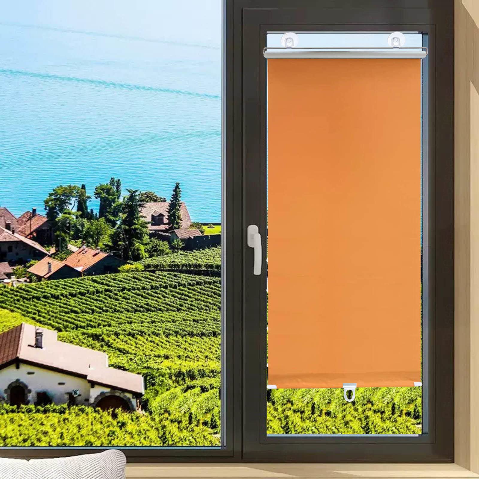 B Verdunkelungsrollo ohne Bohren, einziehbar, für 65 x 125 cm, perfekt für Privatsphäre und Lichtkontrolle, Slish