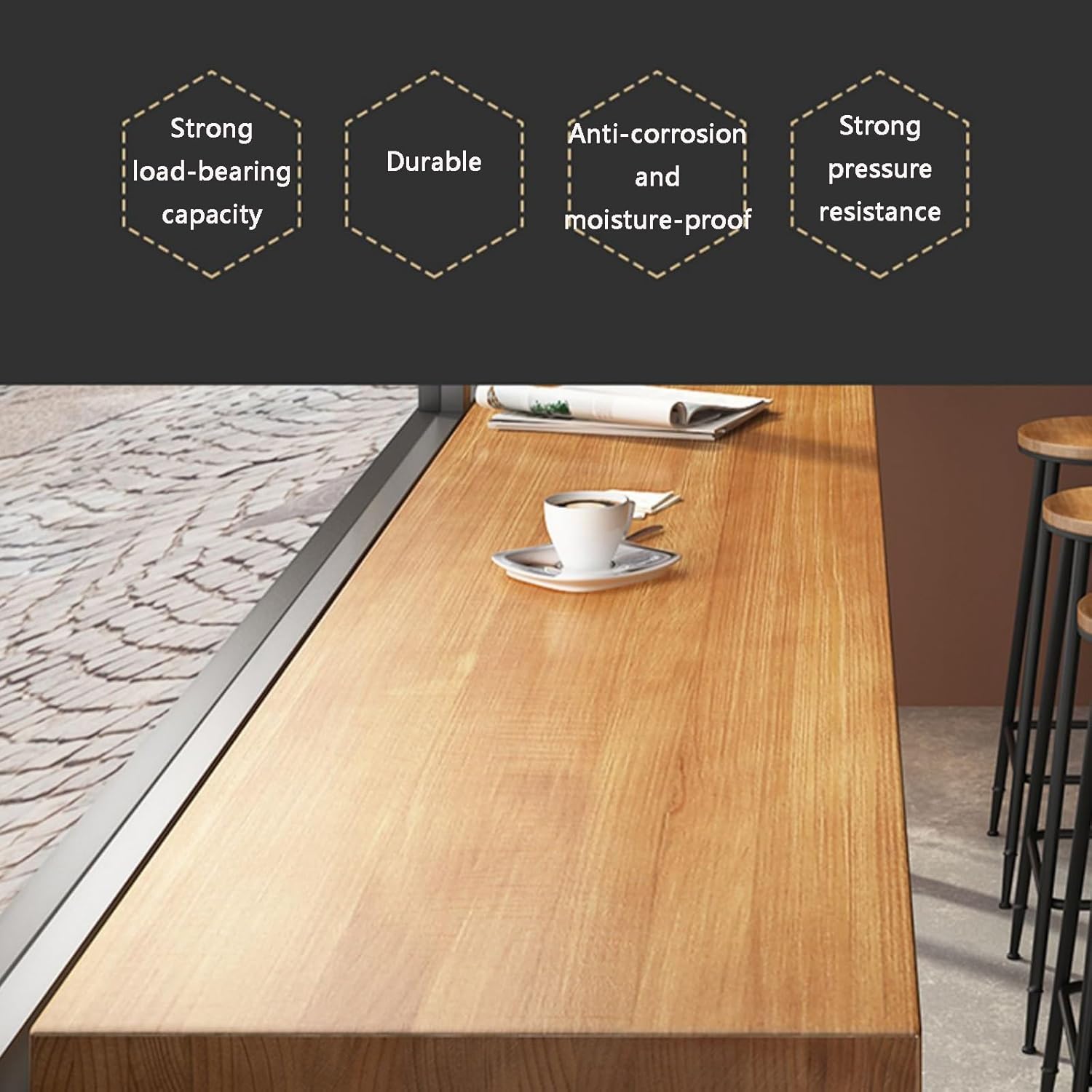 Narrow and Long Bar Table Commercial Solid Wood Long High-Foot Table Counter Height Table Home Window Side Wall Narrow Table Suitable Bars Milk Tea Shops Living Rooms Balconies Without Stool