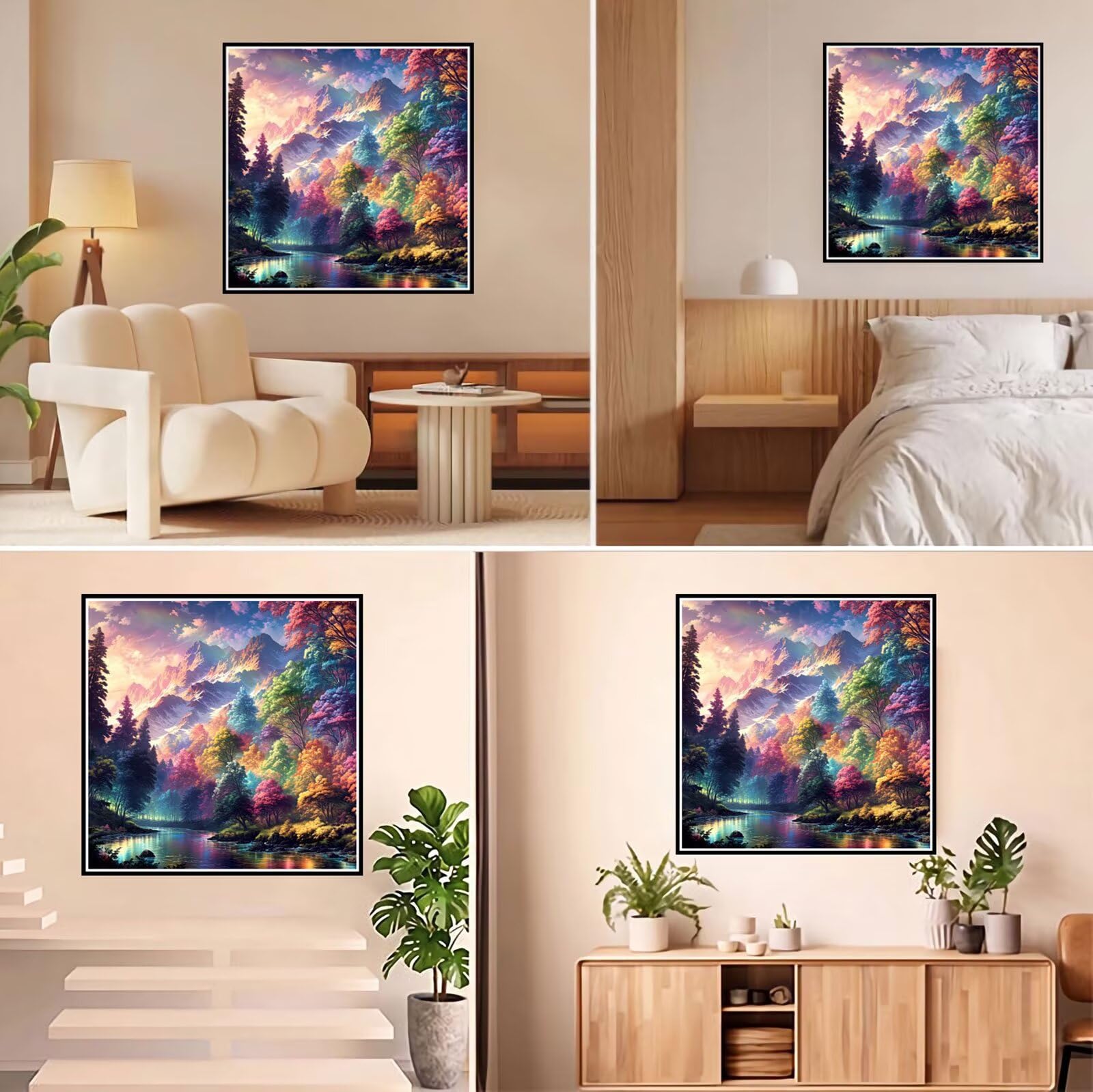 5D Diamond Painting Kit Completo, Diamond Painting Sogno DIY Hobby Creativi Adulti Pittura Diamante Strass Mosaico Kit per Bambini Principianti, Decorazioni Casa Parete Regalo Foresta 70x70cm FX#960