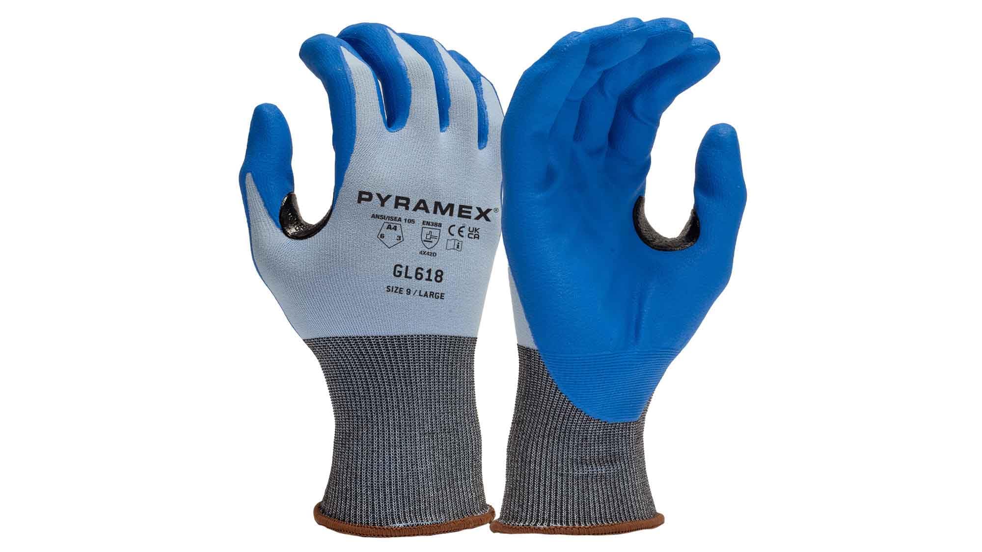 Pyramex GL618 Series - Guantes de seguridad de microespuma de nitrilo para pantalla táctil, calibre 18, talla S